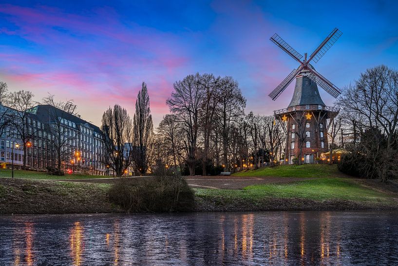 Zonsondergang in Bremen, Duitsland van Michael Abid
