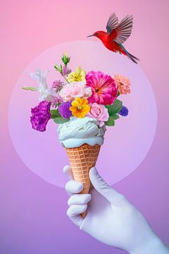 Bloemenmagie in een sundae van Poster Art Shop