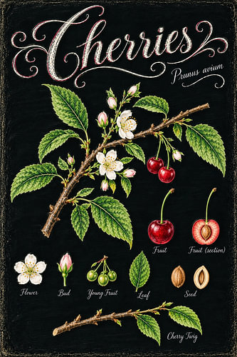 Cherries – Prunus Avium Botanical Study