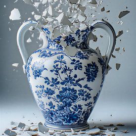 Eine Vase aus Delfter Blau im Stil der alten holländischen Meister im neuen Stil. von Studio Jet