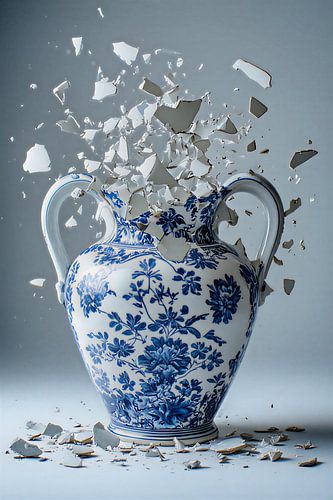 Eine Vase aus Delfter Blau im Stil der alten holländischen Meister im neuen Stil.