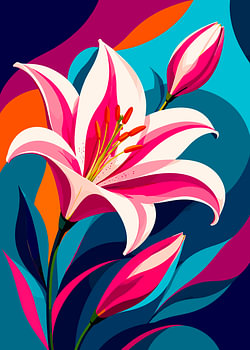 Vibrant Abstract Lily Floral Art