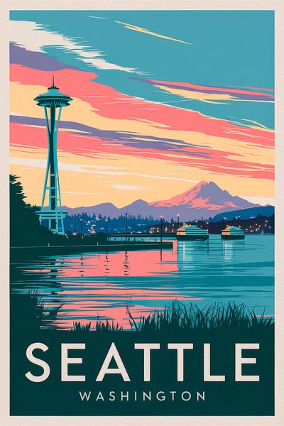 Seattle, Washington Vintage Travel Poster by Poster Art Shop