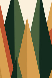 Japandi Christmas Trees in Warm Tones by Art Prints