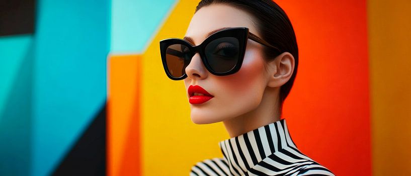 Fashionable woman with sunglasses by Poster Art Shop