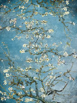 Almond blossom painting blue Vincent van Gogh by Evavisser