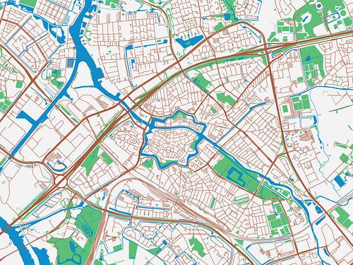 Kaart van Zwolle in de stijl Urban Ivory