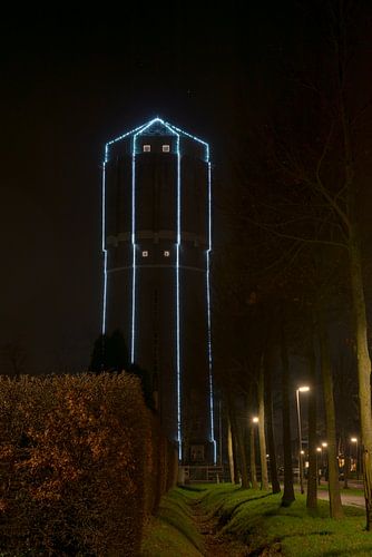 Watertoren in Winterswijk met kerstverlichting