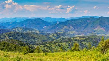 Panoramic view of the Carpathian Mountains by Yevgen Belich