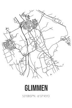 Glimmen (Groningen) | Landkaart | Zwart-wit van Rezona