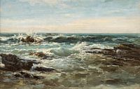 Carlos de Haes-Choppy oceaan golf landschap, Antiek landschap van finemasterpiece thumbnail