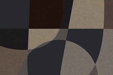 Brown, grey, beige organic shapes. Modern abstract retro geometric art in earthy tints VIII by Dina Dankers
