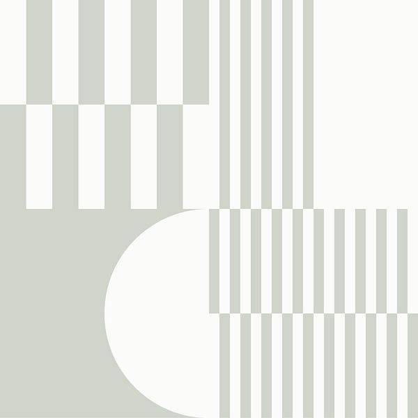 Modern abstract geometric art in sage green and off white no. 9 by Dina Dankers