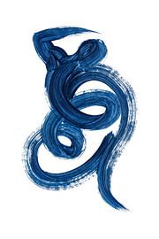 Abstrakte blaue Farbe Pinselstriche auf Weiß von Markus Gann