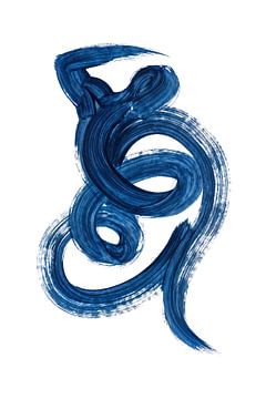 Abstract Blue Paint Brushstrokes on White