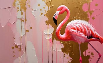Flamingo Pink Gold Art by Charlene van Koesveld