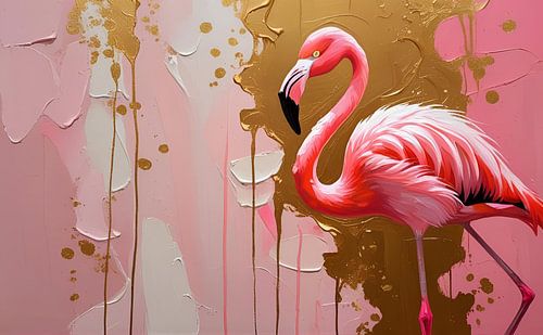 Flamingo Pink Gold Art