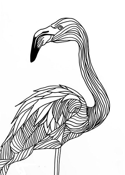 Lines art animal flamingo by JBJart Justyna Jaszke