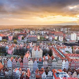 Uitzicht op Gdansk (zonsondergang) van Volt
