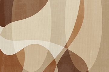 Moderne abstracte kunst in beige, terracotta en bruin op linnen van Abstract Minimalist Art