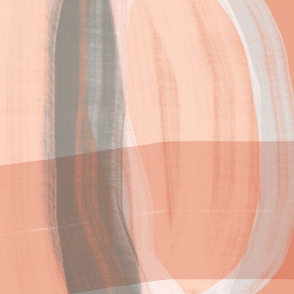 Moderne abstracte minimalistische kunst roze terracotta en taupe van Dina Dankers