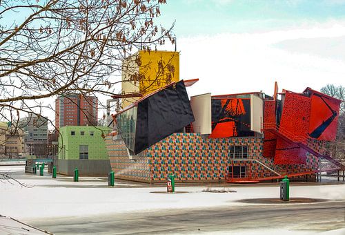 A museum in Groningen covered in snow
