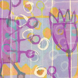 Kreise und andere Formen in Pink und Gelb von Claudia Gründler