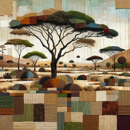 Collage Afrikaans landschap met acacia's