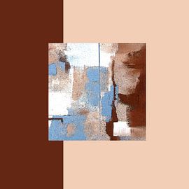 Abstrakte Farbfelder / braun hellblau Quadrat von Kerstin Franz