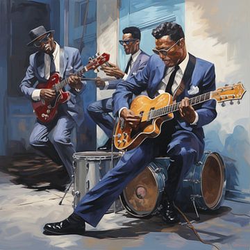 Blues spelende muzikanten modern van TheXclusive Art