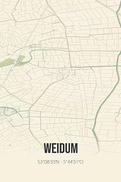 Carte ancienne de Weidum (Fryslan) sur Rezona