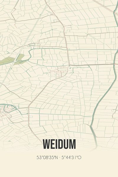 Carte ancienne de Weidum (Fryslan) par Affiches de lieux