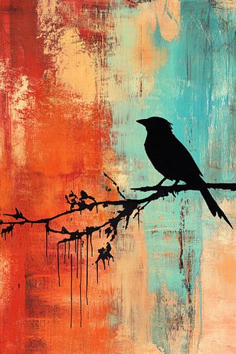 Vogel op kleurrijke achtergrond