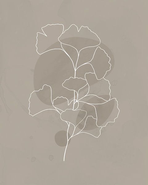Minimalistische illustratie van Ginkgo-bladeren van Tanja Udelhofen