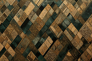 Geometrisches Mosaik in Gold und Grün