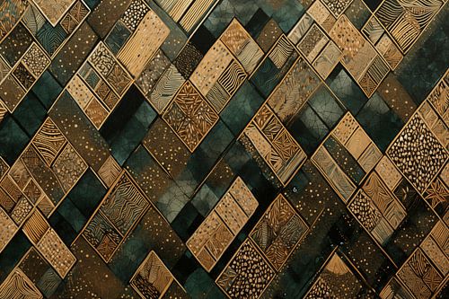 Geometric Gold and Green Mosaic
