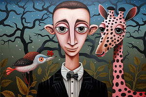 Mann mit Giraffe