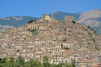 The town of Morano, a picturesque southern Italian mountain village in Calabria.