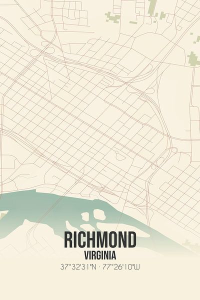 Vintage map of Richmond (Virginia), USA. by Prints of Place