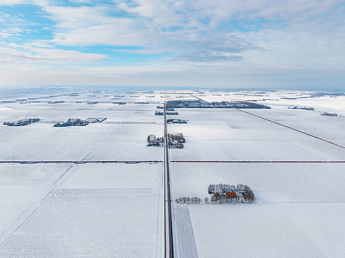 Winter across the endless polder