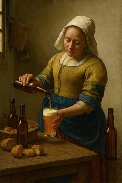 Meid met bier van Poster Art Shop