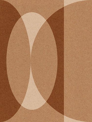 Moderne abstracte geometrische collage in bruin en beige nr. 1