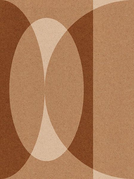 Moderne abstracte geometrische collage in bruin en beige nr. 1 van Dina Dankers