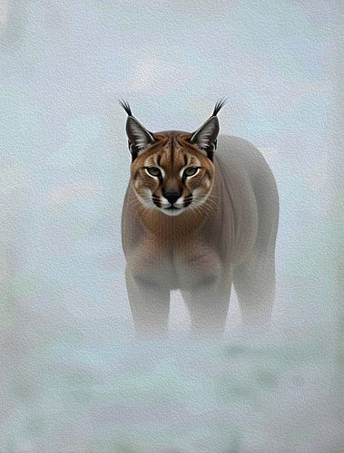 Majestic Caracal Mistige Mist Impasto Wildlife Portret