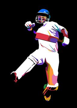 Cricket speler Pop Art van Rohip Muhta