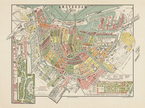 Carte d'Amsterdam - 1890