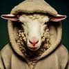 Schaf im Kapuzenpulli Portraitvon VlinderTuin