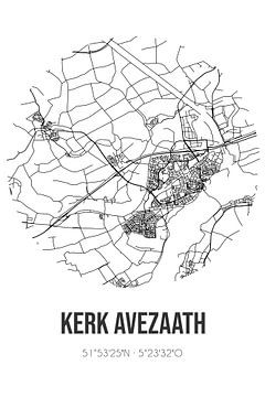 Kerk Avezaath (Gelderland) | Landkaart | Zwart-wit van MijnStadsPoster