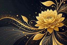 Painting Abstract Flowers | Black Gold Painting Flower by AiArtLand
