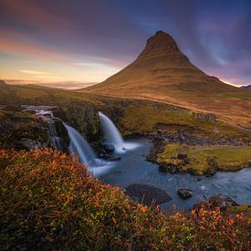 Kirkjufell Iceland during an autumn sunset  by Albert Dros